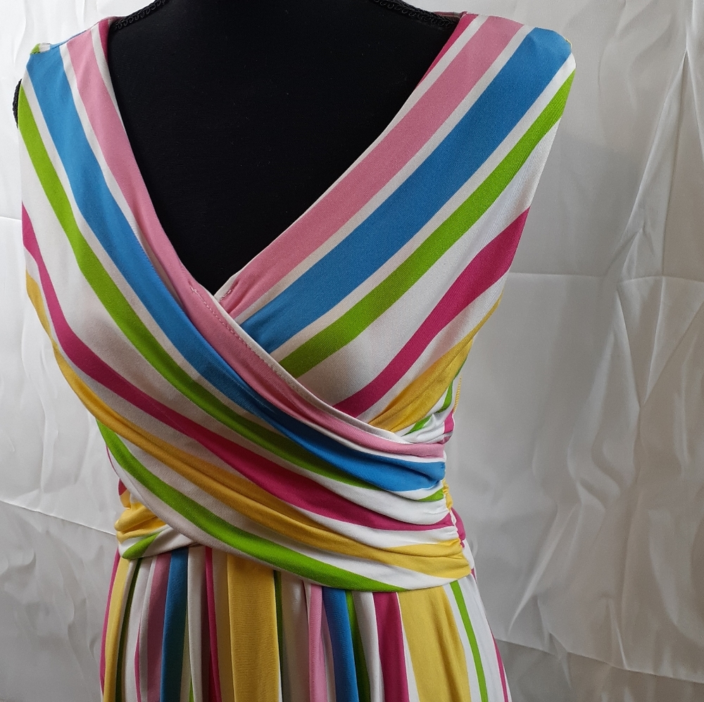 Land's End A-Line Small Dress Stretch Soft  Multicolor Striped